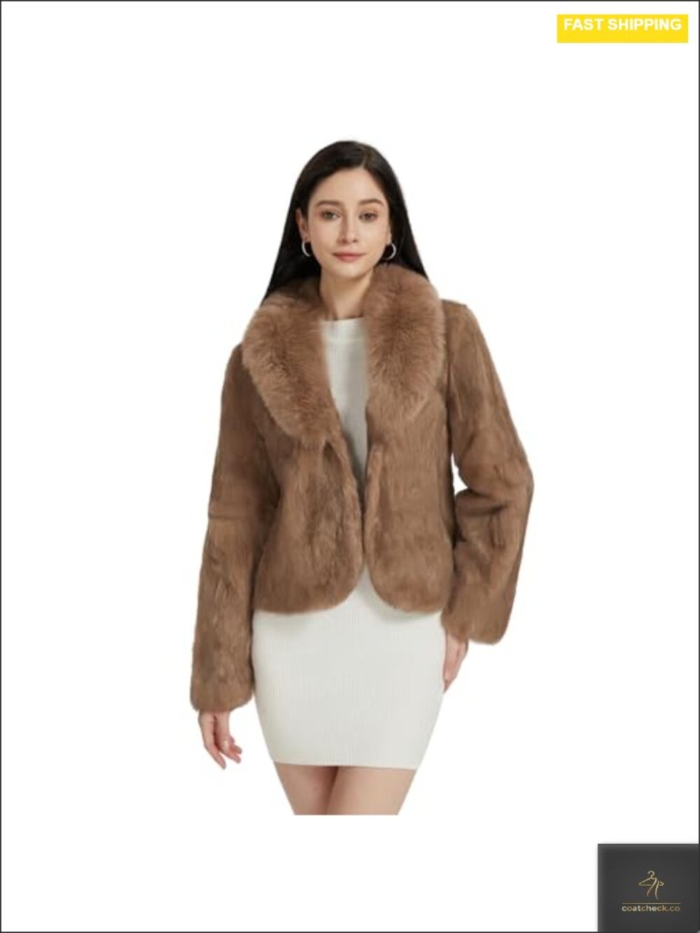 Genuine Rabbit Fur Coat Warm Winter Jacket Fuzzy Overcoat